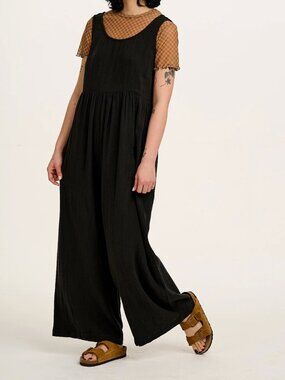 Lucy & Yak Bellamy Wide Leg Cotton Jumpsuit in Black (US Size 24)